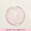 Minimalist heat-resistant glass saucer with rose gold rim, 12cm diameter and 2.2cm height - Cup and Saucer / Diameter 12cm Height 2.2cm / Pink