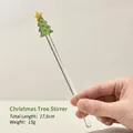 Handmade glass Christmas tree stirring rod for coffee and juice drinks, 17.5cm - Christmas Tree Stirring Rod / Length 17.5CM
