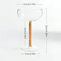 Bicchiere da cocktail creativo con stelo a perle ambrate e coppa trasparente 200ml - Giada Arancione