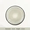 Modern minimalist heat-resistant grey glass saucer with black rim detail, 12cm diameter - Cup and Saucer / Diameter 12cm Height 2.2cm / Gray
