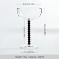 Bicchiere da cocktail vintage con stelo a perline nere e misura di capacità 200 ml - Nero