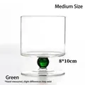 Elegante copa de vidrio retro con perla verde decorativa en el tallo, medida 8x10cm, SKU - Versión Mediana / Cuenta Verde