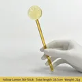 Handmade yellow lemon glass stirring stick, 16.5cm length, 21g for coffee juice - Lemon Stirring Rod / Length 16.5cm / Yellow