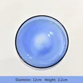 Blue artistic heat-resistant glass saucer with black rim, diameter 12cm height 2.2cm - Cup and Saucer / Diameter 12cm Height 2.2cm / Blue