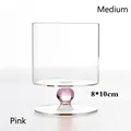 Copa de cristal estilo francés vintage con tallo de perla rosa, tamaño mediano, 8x10 cm. - Versión Mediana / Perla Rosa