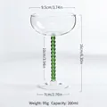 Elegante bicchiere da cocktail vintage con stelo a perle verdi e capacità di 200 ml - Verde
