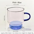 Pink and blue two-tone stackable heat-resistant glass coffee mug with 300ml capacity - Pink + Blue