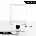 Elegante copa alta de vidrio francesa con una cuenta negra en el tallo, 8x13cm - Versión Grande / Cuentas Negras