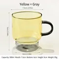Yellow and grey stackable heat-resistant glass mug with 300ml capacity for coffee - Yellow + Grey