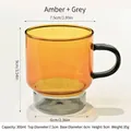 Stackable amber heat-resistant glass coffee mug with a grey base and 300ml capacity - Coffee + Gray