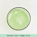 Elegant green translucent glass saucer with black rim, 12cm diameter and 2.2cm height - Green