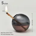 Lámpara de aceite esférica minimalista de vidrio gris de 8 cm de diámetro con mecha - Talla S (8cm de Diámetro) / 1 Lámpara Con 2 Mechas