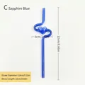 Königlblauer herzförmiger Glastrinkhalm mit Maßangaben in cm und Zoll - 22cm / Saphirblau
