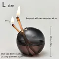 Gran lámpara de aceite esférica de vidrio gris con dos mechas, 12 cm de diámetro - Talla L (12cm de Diámetro) / 1 Lámpara Con 2 Mechas