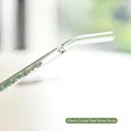 Eco-friendly reusable heat-resistant glass straw with green natural crystal stone filter - Curved Straw / Green
