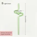 Hellgrüner herzförmiger Glasstrohhalm für Saft und Milch, 22 cm lang - 22cm / Grün