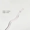 Elegant wavy glass straw with decorative pink butterfly bow detail, 21cm length for drinks - Pink Bowknot Curved Style