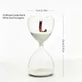 15-minute glass hourglass timer with white sand and red candy cane design style B - Candy Style White Sand (15 Min) / 15cm x 7cm