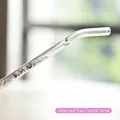 Reusable glass drinking straw filled with colorful crystal stones, Style C - Curved Straw / Rainbow