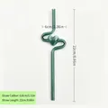 Cannuccia di vetro riutilizzabile verde scuro a forma di cuore con le misure - 22cm / Blu lago