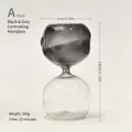Reloj de arena artesanal de vidrio meteorito nórdico de 15 minutos, negro y gris - Forma de Meteorito (sl2071) / Temporizador de 15 Minutos / Gris