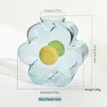 Modern light blue flower-shaped glass vase for hydroponic plants - L / Blue