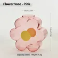 Creative pink flower-shaped glass vase, minimalist transparent hydroponic floral container - S / Pink