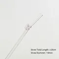 Reusable transparent glass straw with a pink butterfly ornament, 20cm total length - Transparent Curved Bowknot Style / 8x20 / Pink Glossy Bowknot