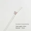 Transparent glass straw with pink bow decoration, 20cm length, 8mm diameter. - Transparent Curved Bowknot Style / 8x20 / Pink Jade Glossy Bowknot