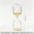 Medium sized ribbed glass hourglass timer with 15-minute sand flow for home office decor - Smooth Transparent / 15 Minutes