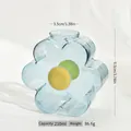 Modern flower-shaped blue transparent glass vase with yellow and green center design - S / Blue
