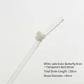 Jade white butterfly glass straw, 20cm long and 8mm wide bent tube - Transparent Curved Bowknot Style / 8x20 / White Jade Glossy Bowknot