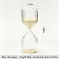 Large 30-minute ribbed glass hourglass timer with white sand for home office decor - Smooth Transparent / 30 Minutes