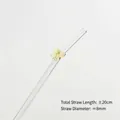 Exquisite transparent curved glass straw featuring a charming yellow bow-knot detail - Transparent Curved Bowknot Style / 8x20 / Yellow Glossy Bowknot