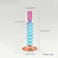 Bougeoir moderne en verre coloré avec design color block rétro et mesures indiquées - Style A / 22cm