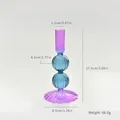 Élégant bougeoir en verre coloré vintage avec un design contrasté violet et bleu - Style B / 17.5cm
