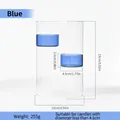 Portavelas moderno de vidrio transparente cortavientos con detalles en azul - 15x10cm / Azul