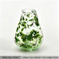 Eleganter doppelwandiger Borosilikatglas Mate-Becher mit grünen Trockenblumen-Design - Einzelbecher / Grün