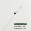 Wiederverwendbarer hitzebeständiger Glasstrohhalm mit dunkelgrünem Herz-Ornament - Gebogenes Rohr / Dunkelgrünes Herz