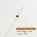 Wiederverwendbarer Glashalm mit bernsteinfarbenem Herzdekor, 20 cm gebogen - Gebogenes Rohr / Champagner Herz