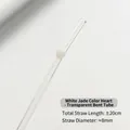 Wiederverwendbarer umweltfreundlicher Glasstrohhalm mit weißem Herz, 20 cm gebogenes Rohr Detail - Gebogenes Rohr / Weiße Jade Herz