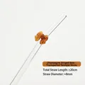Pajita de vidrio reutilizable con lazo champán, 20cm de largo y 8mm de diámetro - Estilo Curvada con Lazo de Rayas Champaña / 8x200mm / Champán