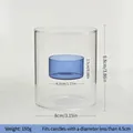 Blue European glass windproof candle holder showing 8cm diameter and 9.8cm height - zt2067-Blue / Blue