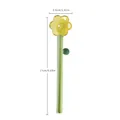 Cute transparent glass dessert spoon featuring a yellow flower top and green stem stirrer - Cherry Blossom Style / Sakura Spoon (Yellow Head + Green Handle)