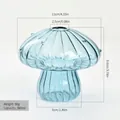 Modern blue mushroom-shaped glass vase, 380ml capacity, features dimension markings - Style D / 380ml / Blue
