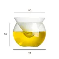 Vista detallada de copa de martini molecular con base de enfriamiento esférica y medidas - Juego de Copas de Cóctel Molecular