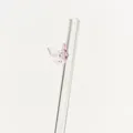 Hitzebeständiger Trinkhalm aus Borosilikatglas mit rosa Glas-Schmetterlingsdekor - Gerade / Rosa Schmetterling
