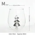 Elegant silver Christmas tree glass cup featuring 3D glitter sequins and 350ml capacity - 3D Christmas Cedar Sequin Cup (Size M) / Size M (350ml) / Silver