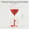 15-minute glass hourglass with red sand and candy cane Christmas ornament style B - Candy Style Red Sand (15 Min) / 15cm x 7cm