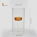 L size cylindrical glass candle holder with amber inner cup, dimensions 15cm x 8cm - Cylindrical Candlestick / Large Size (8x15cm) / Brown